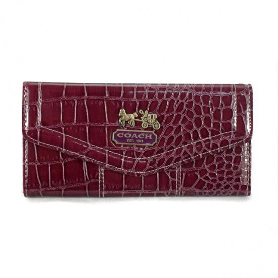Coach Madison In Embossed Large Dark Red Wallets EDR Coach Madison In Embossed Large Dark Red Wallets EDR